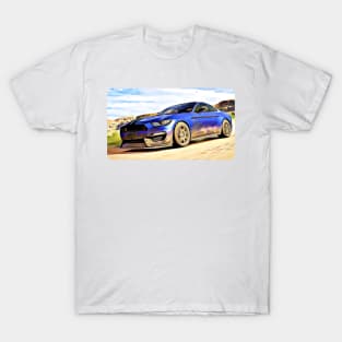 Mustang GT500 Cartoon Drawing Action Print T-Shirt